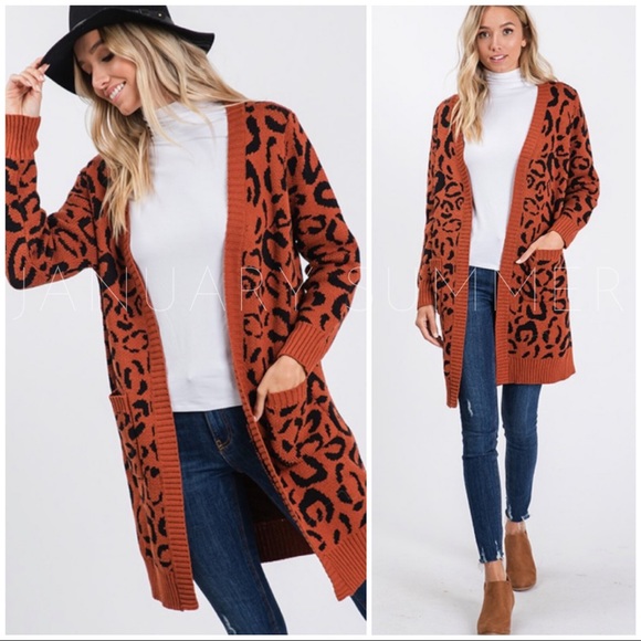 ❄️RUST BROWN ANIMAL DESIGN CARDIGAN - Picture 3 of 7